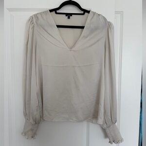 Express | Women’s Long Sleeve Cream V-Neck Blouse